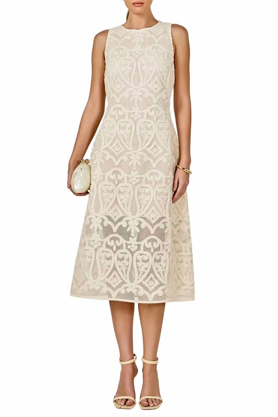NEW AMELIA'S lace sleeveless midi dress in beige